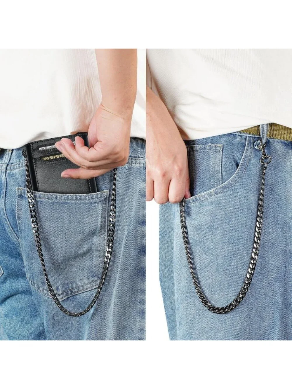RFID Blocking Genuine Leather Trifold Wallet for Men | Anti-Theft Chain, 12 Card